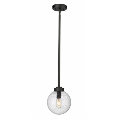Laurent 1 Light Seedy Glass Small Outdoor Pendant by Z-Lite - 599P8-BK