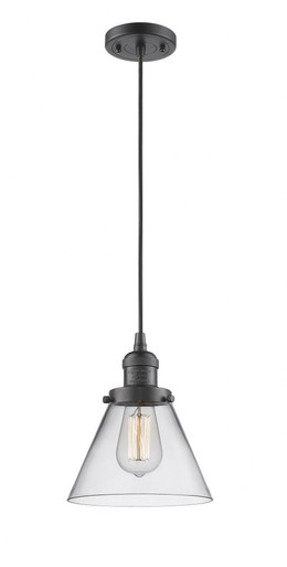 Cone 1 Light Cord Hung Mini Pendant 9.13 and 7.75 Inch Wide by Innovations - 201C-OB-G42