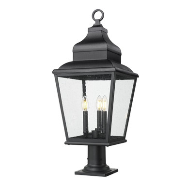 Raphael 3 Light Outdoor Pier Mount Fixture 30 Inch X 12 Inch Wide by Z Lite - 5029PHBR-533PM-BK