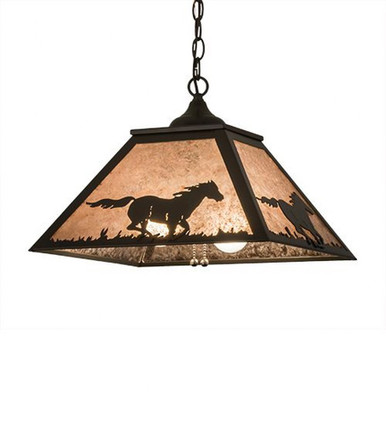 Running Horses 2 Light Pendant 15 x 22 Inches by Meyda Tiffany - 172894