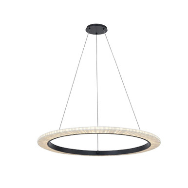 Textile Medallo 33W 1 LED Ring Pendant 42 Inch Wide by Justice Design - FAB-8336-CREM-MBLK