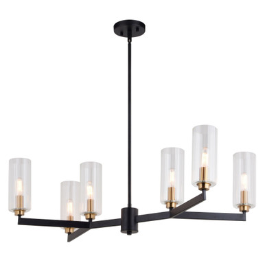 Claremont 6 Light Chandelier 10.75 Inch Tall and 31.25 Inch Wide by Vaxcel - H0300