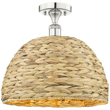 Woven Rattan 1 Light Semi Flush Mount 13.13X 15.75 Inch Wide by Innovations - 616-1F-RBD-16