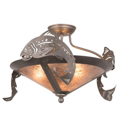 Catch of the Day Trout 3 Light Semi Flush Mount 13 x 24 Inch by Meyda - 51074