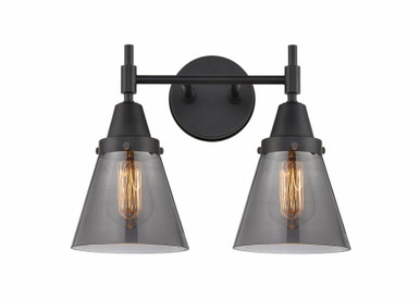 Cone 2 Light Bath Vanity 11 Inch Tall and 15.25 Inch Wide by Innovations - 447-2W-BK-G63