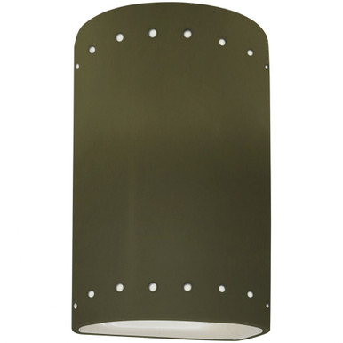 Ambiance 12W LED Small Cylinder Perfs Outdoor Wall Mount by Justice Design - CER-5990W-LED1-1000