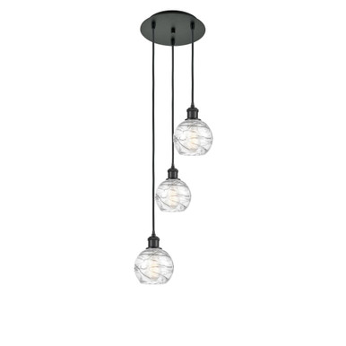 Athens Deco Swirl 3 Light Cord Hung Multi Pendant 25.13 Inch by Innovations - 113B-3P-G1213-6