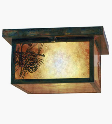 Hyde Park Winter Pine 2 Light Square Flush Mount 6.5 x 17 In by Meyda - 50567