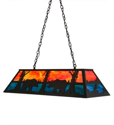 Bear at Lake 6 Light Oblong Pendant 34 x 17 Inches by Meyda Tiffany - 180054