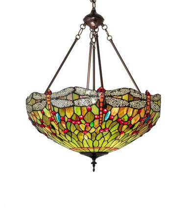 Tiffany Hanginghead Dragonfly 3 Light Pendant 32 Inch Tall by Meyda Tiffany - 123701