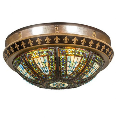 Fleur de lis 4 Light Flush Mount 12 x 28 In by Meyda Tiffany - 244486