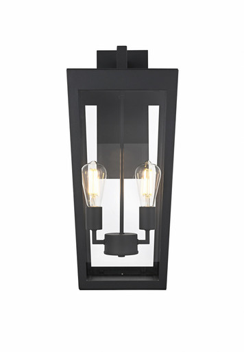 William 2 Light Outdoor Wall Mount 24 Inch Tall and 10 Inch Wide by Elegant - OD405W24BK