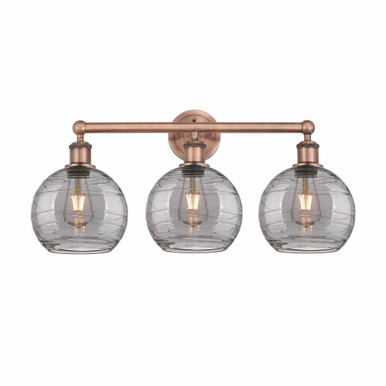 Athens Deco Swirl 3 Light Bath Vanity 12.13 X 26 Inch Wide by Innovations - 616-3W-AC-G1213-8SM