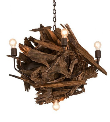 Driftwood 6 Light Chandelier 30 x 30 Inches Wide by Meyda Tiffany - 200398