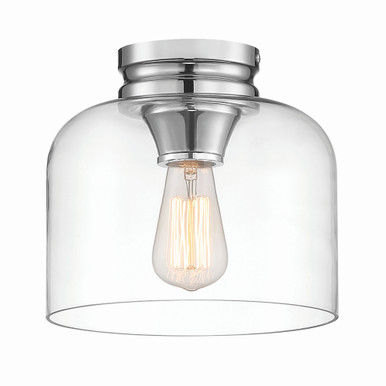 Ezra 1 Light 9 Inch Wide Clear Glass Flush Mount by Designers Fountain - 1261-ch
