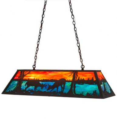 Battling Bucks 6 Light Oblong Pendant 22 x 17 Inches by Meyda Tiffany - 185974