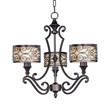 Mondrian 3 Light Chandelier 23.5 Inch Tall and 24.5 Inch Wide by Maxim - 21153WHUB