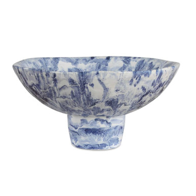 Indigo Pedestal Bowl 7 Inch Tall and 14 Inch Wide by Uttermost - 18397