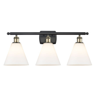 Berkshire Glass 3 Light Bath Vanity 11 Inch and 28 Inch Wide by Innovations - 516-3W-GBC-8