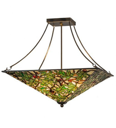 Acorn & Oak Leaf 4 Light Flush Mount 24 x 38 In by Meyda Tiffany - 163023