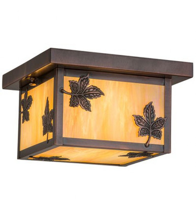 Hyde Park Maple Leaf 1 Light Square Flush Mount 6 x 14 In by Meyda Tiffany - 168726