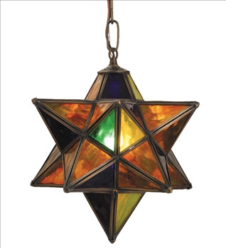 Moravian Star Beige Iridescent 1 Light Pendant by Meyda Tiffany - 72849