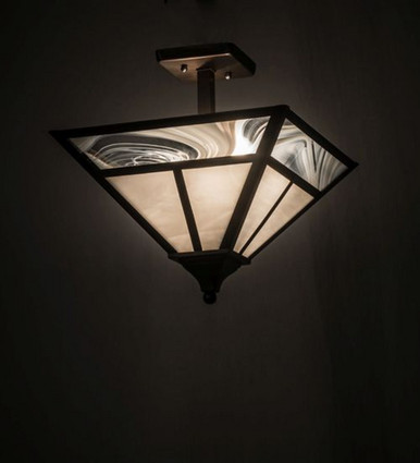 T Mission 2 Light Square Semi Flush Mount 14 x 18.75 Inch by Meyda Tiffany - 174105
