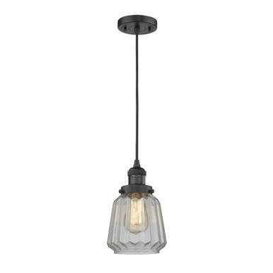 Chatham 1 Light Cord hung Mini Pendant 11.13 and 7 Inch Wide by Innovations - 201C-BK-G142