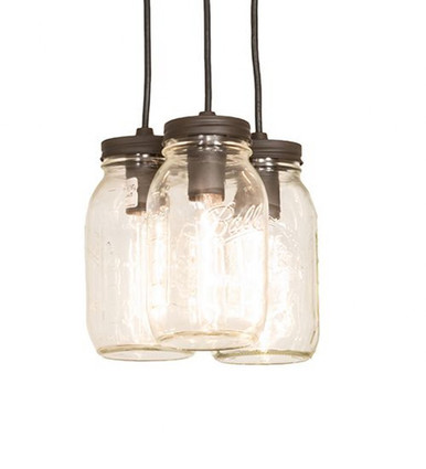 Mason Jar 3 Light Pendant 12 Inches Tall and 9 Inches Wide by Meyda Tiffany - 257346