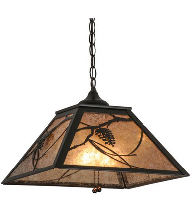 Whispering Pines 2 Light Square Pendant 15 x 22 Inch by Meyda Tiffany - 110859