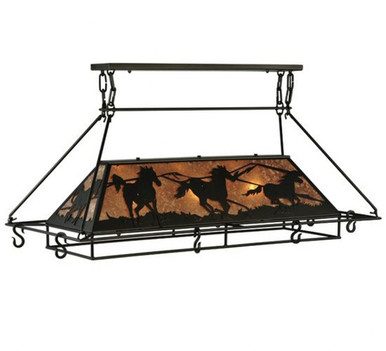 Running Horses 3 Light Pot Rack 24.5 x 21 Inches by Meyda Tiffany - 133883