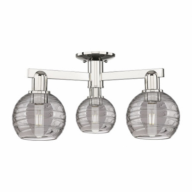 Athens Deco Swirl 3 Light Semi Flush Mount 23.25 Inch Wide by Innovations - 716-3F-PN-G1213-6SM