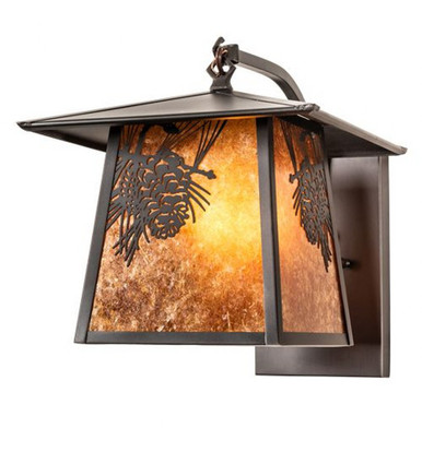 Stillwater Winter Pine 1 Light Curved Arm Wall Sconce 13 x 12 In by Meyda - 50573