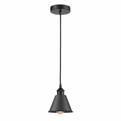 Smithfield 1 Light Cord Hung Small Pendant 8.25 Inch Tall by Innovations - 616-1P-BK-M8-BK