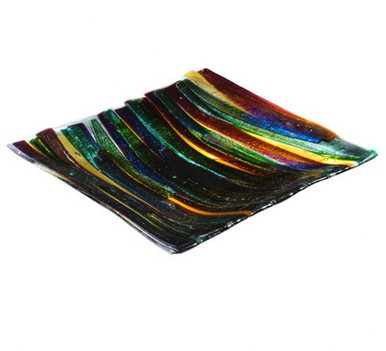 Metro Fusion Penna Di Pavone 2.25 Inch Square Glass Plate by Meyda Tiffany - 114436
