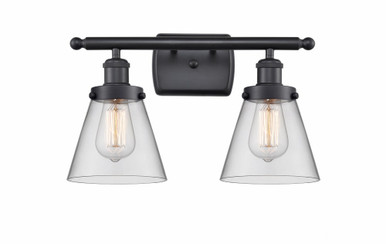 Cone 2 Light Bath Vanity 11 Inch Tall and 16 Inch Wide by Innovations - 916-2W-BK-G62