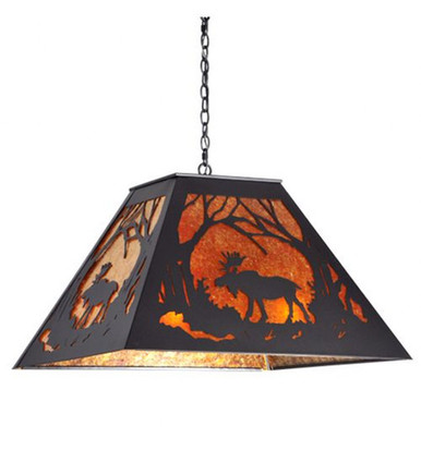 Moose at Dawn 4 Light Square Pendant 25 x 42 Inches by Meyda Tiffany - 134438