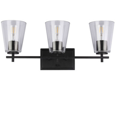 Wenda 3 Light Bath Vanity 9.75 Inch Tall and 23 Inch Wide by dainolite - WND-233W-MB