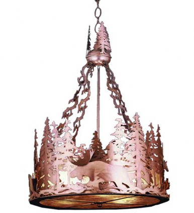 Moose at Dusk 2 Light Inverted Pendant 23 x 16 Inches by Meyda Tiffany - 50186