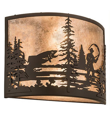Fly Fishing Creek 2 Light Wall Sconce 12 x 16 Inch by Meyda Tiffany - 185798