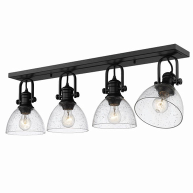 Hines 4 Light 34.5 Inch Wide Semi Flush Mount by Golden - 3118-4SF BLK-SD
