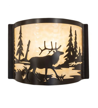 Elk at Lake 1 Light Wall Sconce 9.5 x 12 Inches by Meyda Tiffany 246142 - 246142