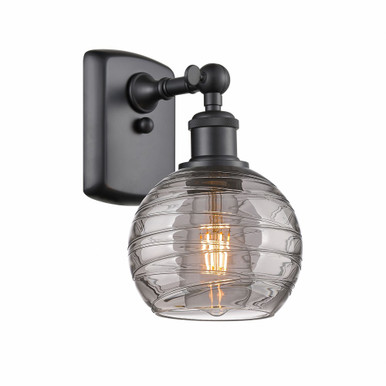 Athens Deco Swirl 1 Light Wall Sconce 11 Inch tall by Innovations - 516-1W-BK-G1213-6SM