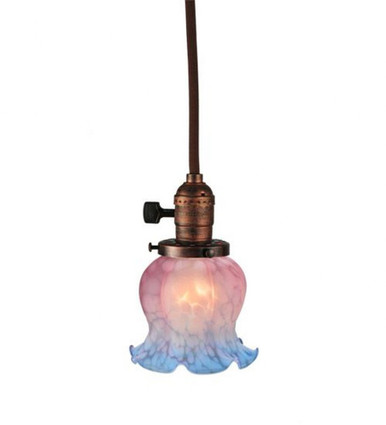 Melon Flower Pink & Blue 1 Light Mini Pendant 13 x 4.5 Inch by Meyda - 110415