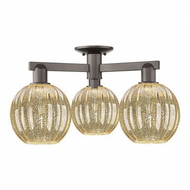 Preston 3 Light Semi Flush Mount 24.5 Inch Wide by Innovations - 716-3F-OB-G458-7ME
