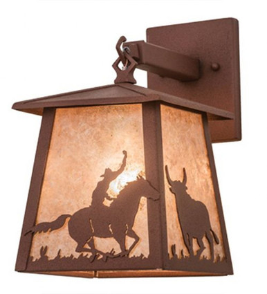 Cowboy & Steer 1 Light Hanging Wall Sconce 12 x 7 Inches by Meyda Tiffany - 26995