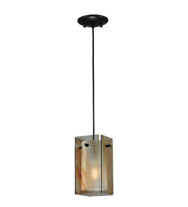 Metro Cinnamon Swirl 1 Light Square Mini Pendant 15 x 6 Inch by Meyda - 111279