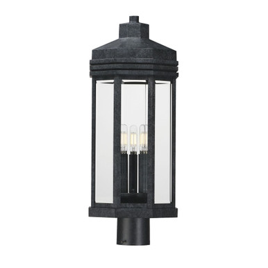 Wright 3 Light Outdoor Post Mount 23.25 Inch Tall and 9 Inch Wide by Maxim - 30220CLBKP