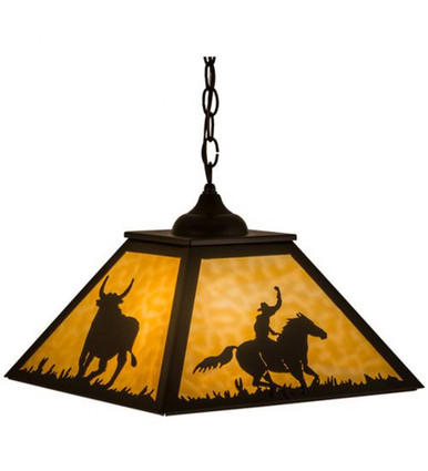 Cowboy & Steer 2 Light Pendant 14 x 22.5 Inches by Meyda Tiffany - 162725