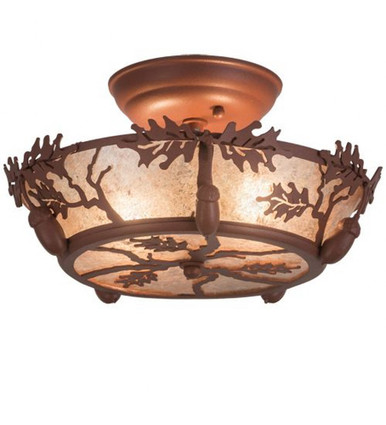 Oak Leaf & Acorn 2 Light Flush Mount 6 x 10.5 In by Meyda Tiffany - 188635